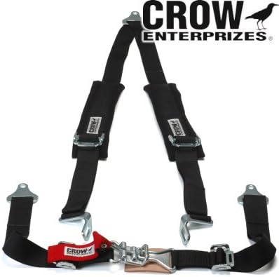 Crow Enterprizes Quick Release Black Seat Belt 2 Inch Lap 2 Inch Padded Shoulders 3 Point V-Type