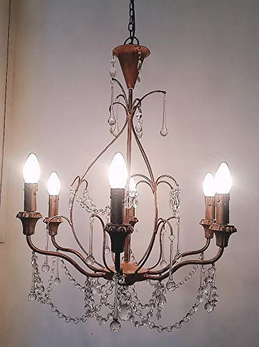Antique Handicrafts Store 6 Heads Iron Chandelier Living Room Ceiling Light Pendent Light (Gold)