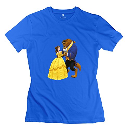 Belle And Beast Cotton T-shirts For Women's RoyalBlue XL