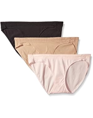 Women's 3 Pack Ultimate Cotton Stretch with Lace Bikini Panties 42KL!