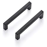 LONTAN 5 Pack Black Kitchen Cupboard Handles 160mm Center 172mm
