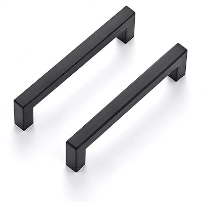 LONTAN 5 Pack Black Kitchen Cupboard Handles 160mm Center 172mm