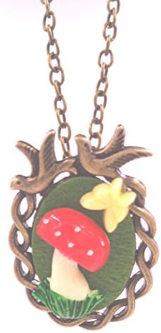 Eco Spirit Jewelry “Eco Friendly” Bronze-Tone Red Magic Mushroom Pendant Necklace 17” +2” Ext