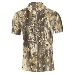 HUGS IDEA Withered Tree Leaves Polo Shirts for Men