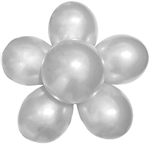 Elecrainbow 100 Pack 12 Inch 3.2 g/pc Thicken Round Metallic Pearlescent Latex Balloons - Shining Silver Balloons for Party Supplies and Decorations