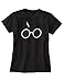 Peceony Cotton Glasses Print Women Short Sleeve Crew Neck T-shirts Black 3XL