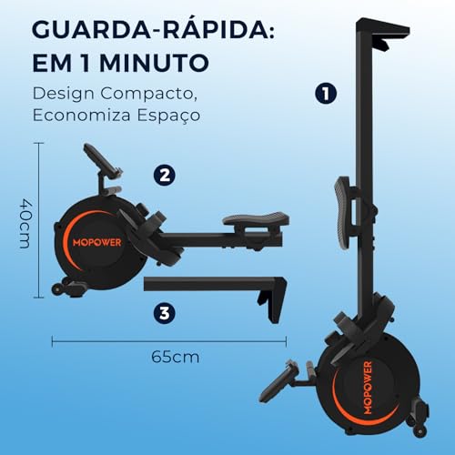 Remo Doméstico Magnético 8 Níveis – Trilho Alumínio 1 m, Roda de Inércia 2 kg, Suporta iPad, Capacidade 120 kg