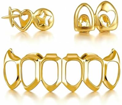 ロレー　ゴールドプレート　47mm 　4本セット Amazon.com: Fang Grillz Set Four 4 Open Face 14k Rose Gold Plated