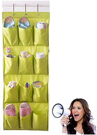 Bolife Over the Door Shoe Organizer, 12 Large Pockets Hanging Shoe Organizer Space Saving Storage with 3 Steel Hooks