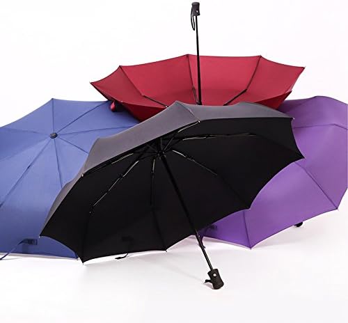 Automatic Travel Umbrella Compact 8 Ribs One Handed Operation Auto Open Close 60 MPH Windproof Waterproof Black