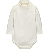 CuteOn Baby Unisex Cotton Long-Sleeve Bodysuits Solid Turtleneck Onesies
