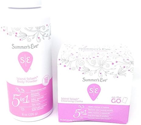 Summers Eve Cleansing Cloths and Body Powder Bundle -5 in 1-Island Splash