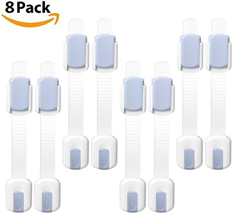 Baby Safety Locks, Yododo Child Locks for Drawers, Fridge, Toilet Seat, Oven Tools and Appliances - Best Child Proof Cabinets Locks with Adjustable Strap and Latch System ( 8 Pack Blue)