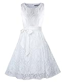 OUGES Women's Round Neck Sleeveless Flare Elegant Lace Party Dress