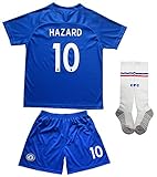 2017/2018 Chelsea Home #10 HAZARD Football Futbol Soccer Kids Jersey Shorts Socks Set Youth Sizes