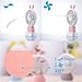 Mini Fan,Personal Portable Rechargeable Handheld Fan with Color LED light 2 Adjustable Speeds Standing Base for House Travel Camping and Children Gifts - Pink Rabbit