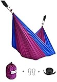 CUTEQUEEN TRADING Double Nest Ultralight Portable Outfitters Parachute Nylon Fabric Hammock For Travel Camping,Backpacking,Kayaking,Color: Purple/diamond blue