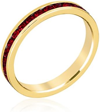 Alexander James "Street" Gold-tone Dark Red Crystal Stackable Eternity Ring Size 10