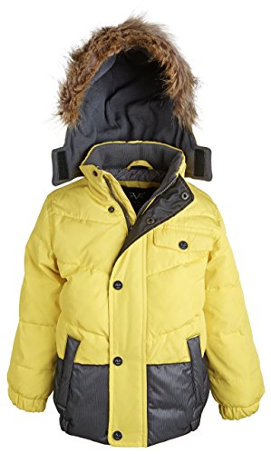 Versace Little Boys Down Blend Warm Winter Puffer Jacket Coat with  Hood Yellow (Size 5)