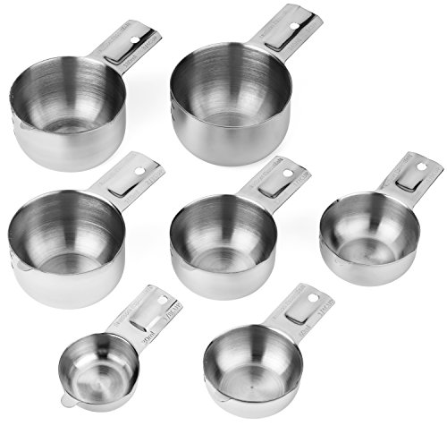 Hudson Essentials Stainless Steel Measuring Cups Set - Stackable Set with Spout (7 Piece Set)