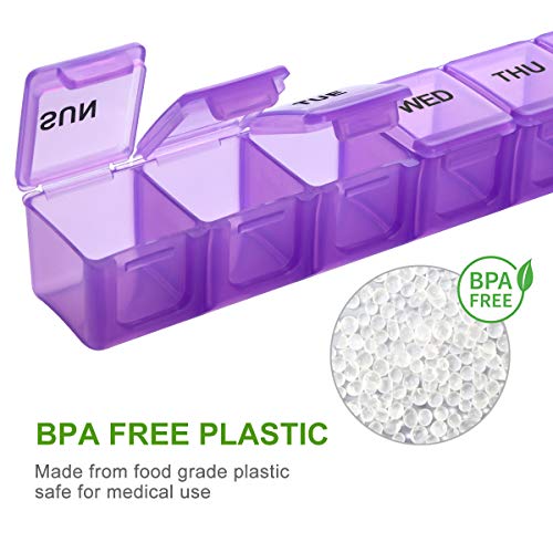 Extra Large Weekly Pill Organizer, Sukuos XL Daily Pill Cases for Pills/Vitamin/Fish Oil/Supplements (Purple) - Thumbnail 5