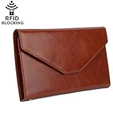 YALUXE Women's RFID Blocking Leather Large Wristlet Clutch Passport Checkbook Wallet(Gift Box)