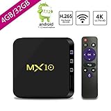SCSETC Newest Android TV Box DDR4 4G+32GB,4K Android 7.1.2 H.265 64bit Media Streaming Player Smart Box with Wireless, Support Media,music,photo...(Black)