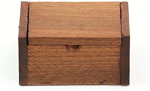 ONE2T Wooden Box Teak Wood Trinket Box Hinged Storage Home Decor Collectible (Dark)