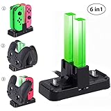 KINGTOP Charging Dock for Nintendo Switch Joy-Con and Pro Controllers 6 in 1 Joy-Con Pro Controller Charger Station with Individual LEDs Indication
