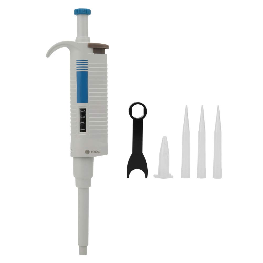 Oumefar Scientific Multi-Volume Manual Adjustable Micro Pipette Single Channel Laboratory Sterilize Manual Pipettor Filler with Volume Range 100-1000μl for Sampling Testing