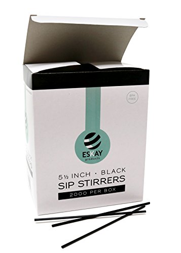Eskay, Plastic Stirrer, Sip Stirrer, For Coffee and Cocktail, Bar Restaurant and Home Use, 5 1/2 Inches Long, 2000/box, Black