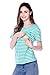 Bearsland Maternity Women's Striped Short Sleeves Maternity Nursing Top GreenWhite Size M
