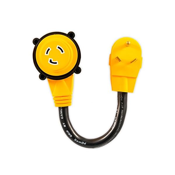 Camco-55532-PowerGrip-18-90-Degree-30-AMP-Female30-AMP-Male-Locking-Adapter