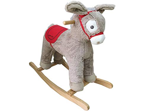 Dunjo® Schaukelpferd Esel | Plüsch Baby Schaukel-Esel | Schaukeltier | 74x30x64cm | aus Holz mit Soundmodul – Bild 6
