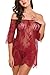Avidlove Women Chemises Lace Smock Lingerie Mini Babydoll Boudoir Lingeries(Dark Red,M)