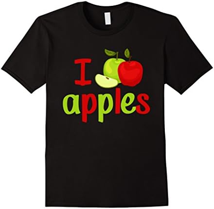 Womens Funny I Love Apples T-Shirt Medium Black