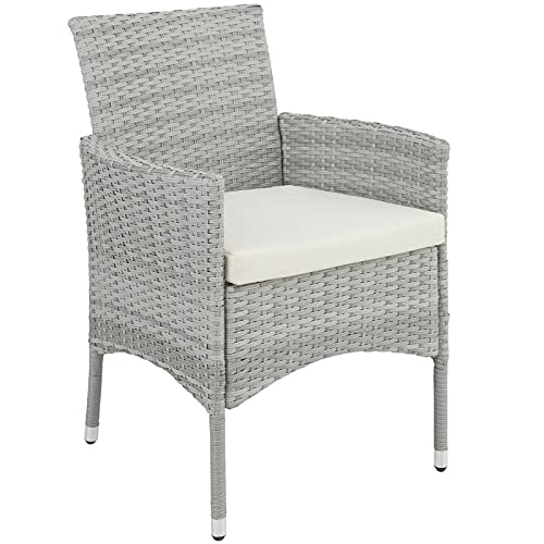 Yeer Poly Rattan Sitzgruppe Rattanmöbel Gartenset Gartenmöbel Essgruppe hellgrau – Bild 4