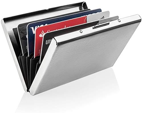 Yunhany Direct Ultra-Slim Metal Brushed Steel RFID Blocking Wallet Slim Anti-Scan Contactless Keyless Credit Card Holder