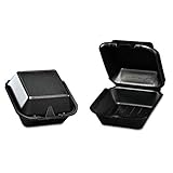 Genpak Foam Hinged Carryout Container, 5-13/16x5-11/16x3-1/8, Black, 125/Bag - Includes 500 per case, 125 per bag.