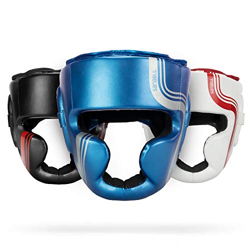 Sanabul Core Series Boxing MMA Kickboxing Head Gear (Blue/Silver, L/XL)
