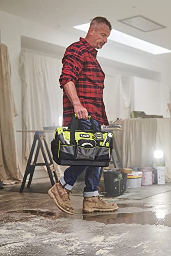 RYOBI Handwerkertasche mit Schultergurt Größe S RSSSTB1 (6 x Innentaschen, 3 x offene Taschen auf der Vorderseite, 1 x Reißverschlusstasche auf der Vorderseite, 3 x offene Taschen auf der Rückseite) 3