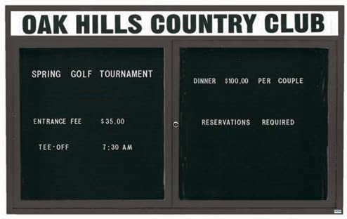 Aarco Products OADC4872HIBA 2-Door Illuminated Outdoor Enclosed Directory Cabinet with Header - Bronze Anodized