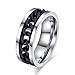 Topick Men's Fashion Black Stainless Steel Wide 8mm Spinner Chain-Shaped Ring (12)