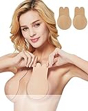 Women Breast Lift Petals Pasties Nipplecovers Strapless Backless Bra Adhesive Wedding Dress Bras Beige Large