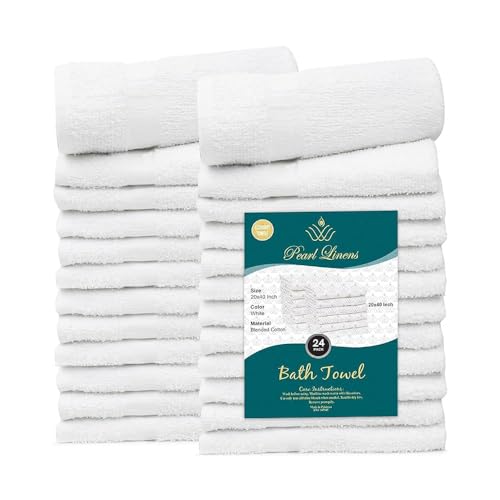 Pearl Linens Cotton Bath Towel Set of 24 for Bathroom, Small Bath