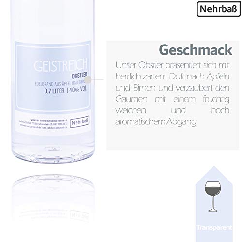 Nehrbaß - 2er Set Obstler aus Äpfeln und Birnen 0,7 Liter - Premium Edelbrand Obstbrand 40% Vol. - Birne & Apfel Schnaps… – Bild 5