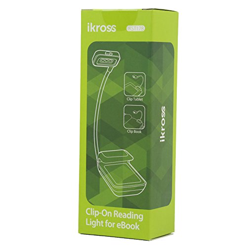 iKross Black Dual LED Clip-On Reading Book Light for Kindle Oasis, kindle Touch, Paperwhite; Barnes & Noble Simple Touch, Sony PRS-T1, PRS-600 eBook Reader