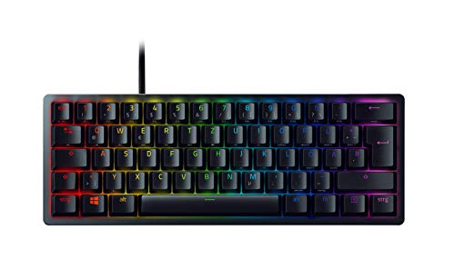 Razer Huntsman Mini (Red Switch) - Kompakte 60% Gaming Tastatur (Lineare Optisch-Mechanische Switches, Doubleshot PBT-Tastenkappen, Abnehmbares USB-C 