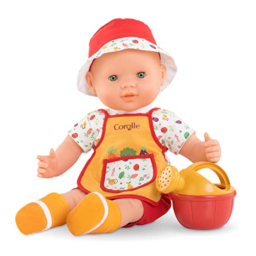 Corolle Charly The Vegetable Party Set - 14" Baby Doll with Watering Can, Gardening Smock and Boots, for Ages 2 Years and up