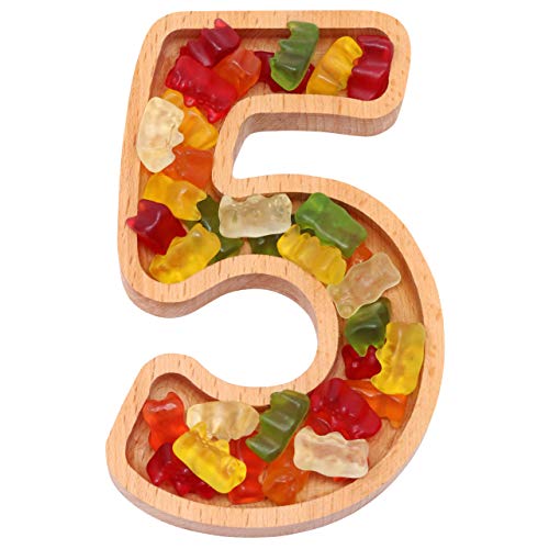 Wooden Number 5 Candy Dish, Monogram Nut Bowl, Snack, Cookie, Cracker Serving Plate, Decorative Display, Home Accessory, Unique Gift Idea, for Date, Baby Shower, Birthday Party, Small Size